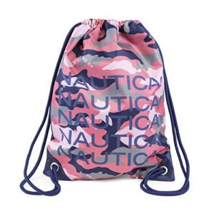 Nautica Girls' Big Drawstring Backpack Cinch Bag, Camilla Rose