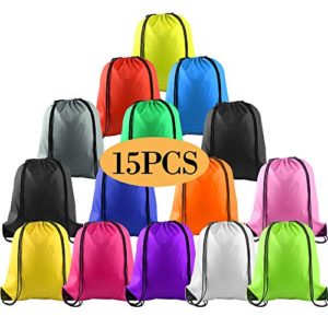 KUUQA 15Pcs Multicolor Drawstring Backpack Bags Cinch Sack Pull String Bags