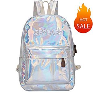 Yuns Holographic Laser Leather Backpacks Bookbag Travel Casual Daypack
