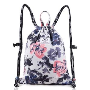 Drawstring Backpack Original Floral Leaf Tote Bags Sackpack for Shopping Yoga