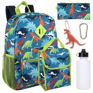 Boy's 6 in 1 Backpack Set With Lunch Bag, Pencil Case, Bottle, Keychain