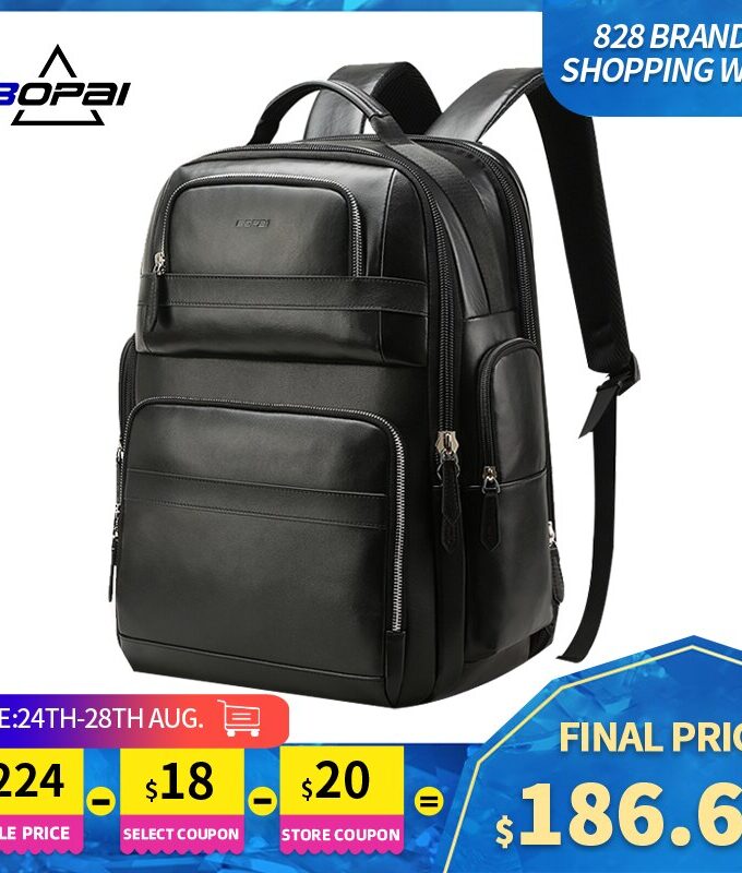 Cow Leather Men Business Laptop Backpack