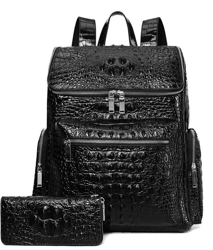 Genuine Leather Men Backpack Alligator Backpack