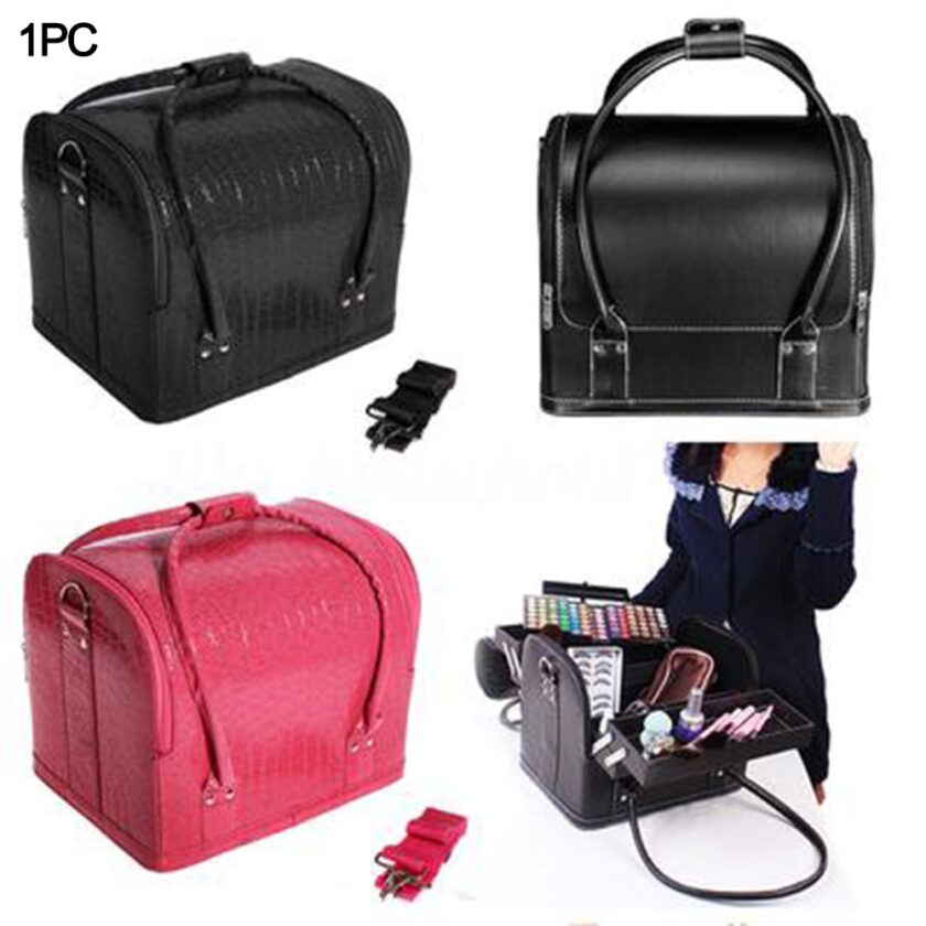 Makeup Bags Cosmetic Cases Fashion PU Leather Luxury Alligator - Image 3