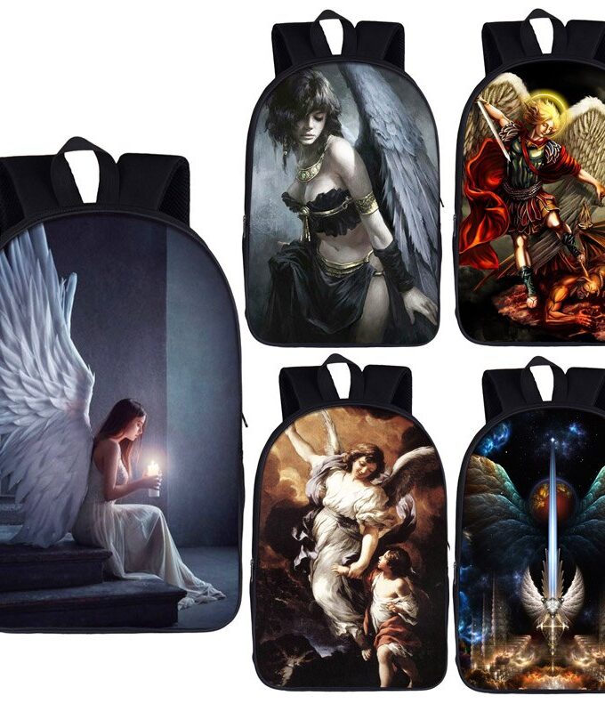 Sad Angel with Wing Backpack Women casual daypack