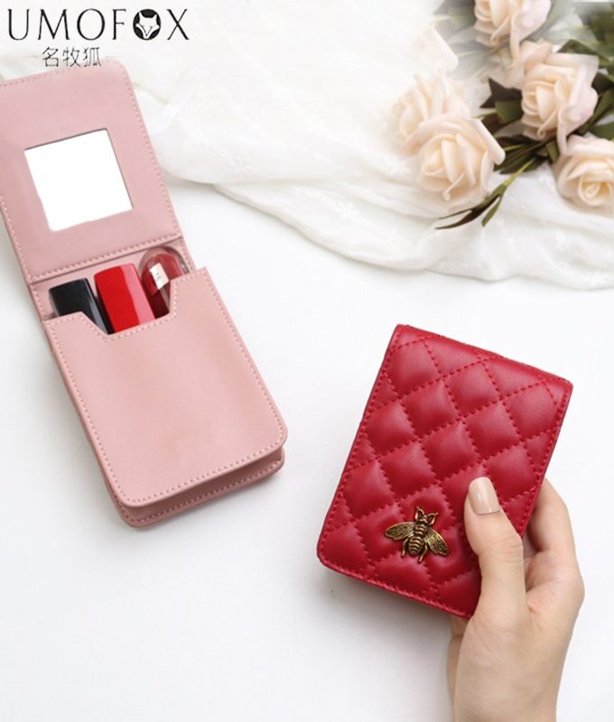 Lipstick Case Lady Cosmetic Case Girl's Lipstick Bag Leather