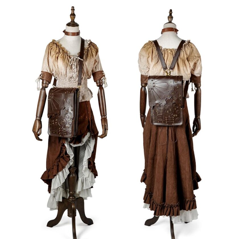 Vintage Shoulder Bag Women Backpack Steampunk Backpack - Image 4