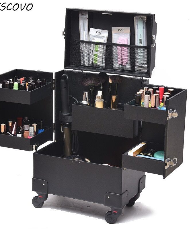VESCOVO Cosmetic Case Profession Suitcase For Woman