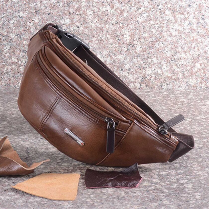 Genuine Leather Waist Bag men Waist Pack Male Genuine Leather Waist Bag men Waist Pack Waist Bag Funny Pack Belt Bag Men Chain Waist Bag For Phone Pouch Bolso Black