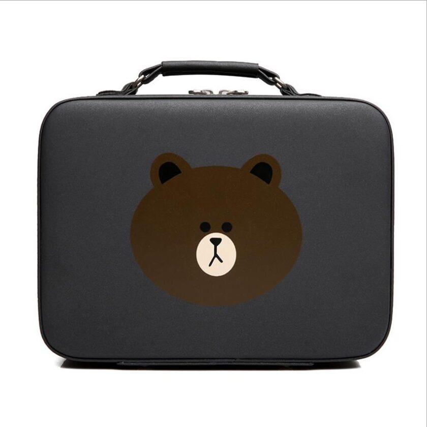 Korean version of the bear cosmetic bag portable large-capacity New 19 Korean version of the bear cosmetic bag portable large-capacity storage bag simple compact cute portable cosmetic case