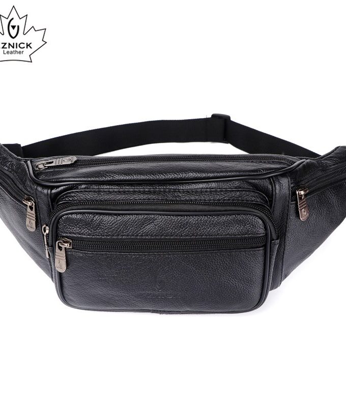 Genuine Leather men Waist Pack