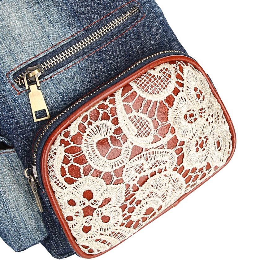 Vintage Floral Lace Sling Bags for Women Denim Chest Vintage Floral Lace Sling Bags for Women Denim Chest Bag Jeans Casual Daypack Fashion Shoulder Travel Backpack Bags Retro Purse