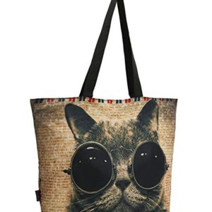 ICOLOR Cool Sunglasses Cat Gym Bag Shopping Tote Bags