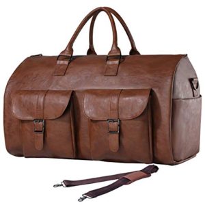 Large Leather Duffel Bag with Shoe Compartment