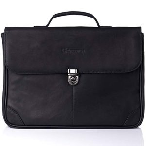 Genuine Leather Briefcase Flap-Over Locking Case