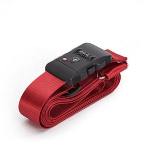 BlueCosto Red TSA Approved Lock Luggage Straps Suitcase