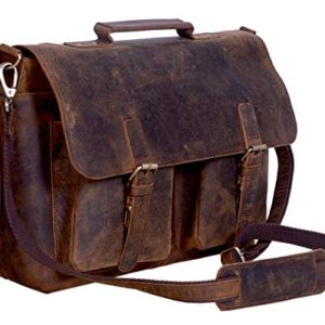 KomalC 16 Inch Buffalo Leather Briefcase Laptop