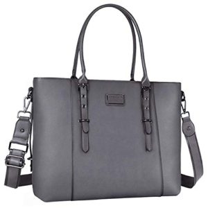 MOSISO PU Leather Laptop Tote Bag for Women