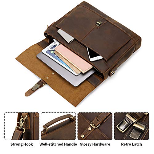 Vintage Men's Leather Briefcase Fits 15.6