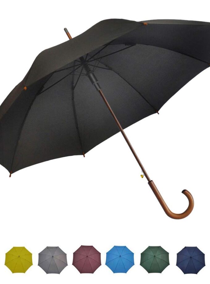 SoulRain Stick Umbrella Automatic Open Curved Wooden Hook