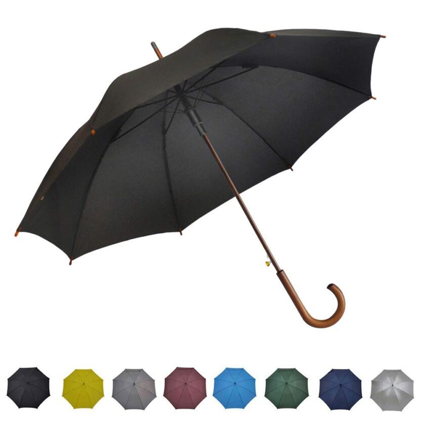 SoulRain Stick Umbrella Automatic Open Curved Wooden Hook