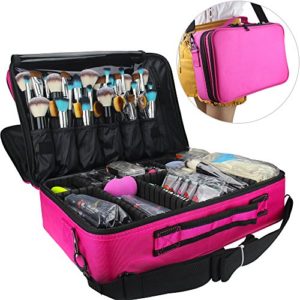 Travel Large Makeup Case Organizer Brush Holder Storage