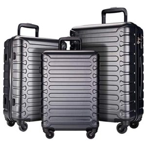 SHOWKOO 3 Piece Luggage Sets Expandable ABS