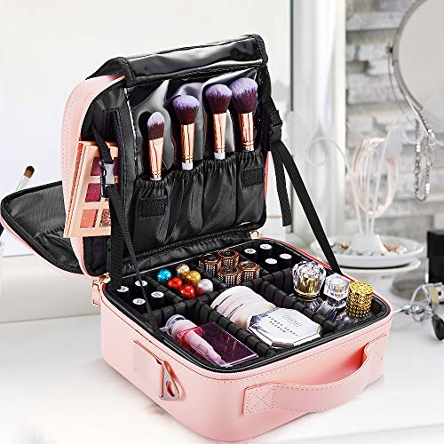 Travel Makeup Bag with Mirror - 3 Layers Makeup Case Review ...