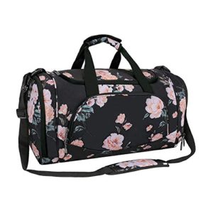 Sports Duffel Peony Gym Bag with Shoe Compartment