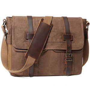 Messenger Bag for Men 15.6 Inch Rugged Waxed Canvas