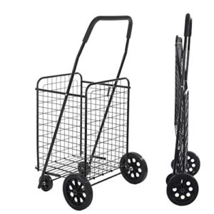 Cart Basket for Storage Grocery Luggage Travel with Wheels Foldable