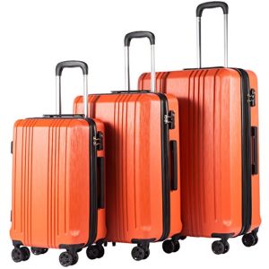 Coolife Luggage Expandable Suitcase PC+ABS 3 Piece Set