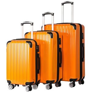 Coolife Luggage Expandable 3 Piece Sets PC+ABS Spinner Suitcase