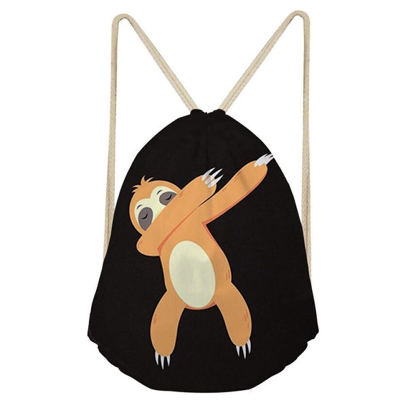 FUIBENG Cute Animal Sloth Print Drawstring Backpack