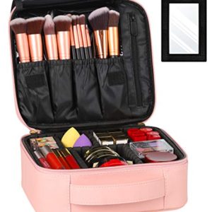 Portable Train Cosmetic Case Organizer with Adjustable Dividers