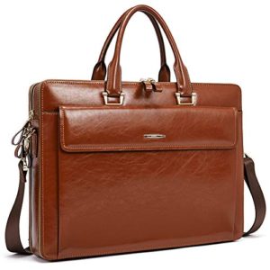 Women Oil Wax Leather Briefcases Slim Large