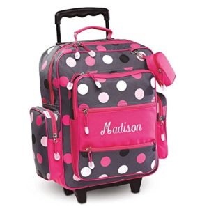 Personalized Rolling Luggage for Kids – Grey Multi-Dots Design