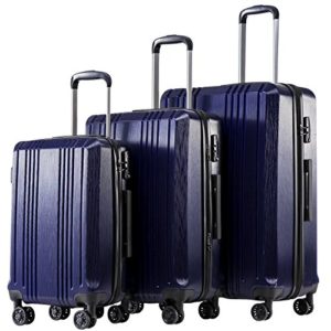 Coolife Luggage Expandable Suitcase PC+ABS 3 Piece Set