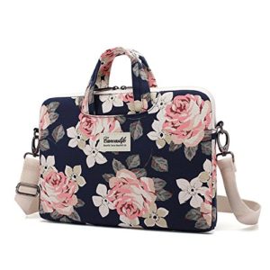 Canvaslife White Rose waterproof Patten Canvas Laptop Shoulder Bag