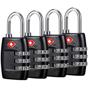 TSA Luggage Locks (4Pack) - 3 Digit Combination Padlocks