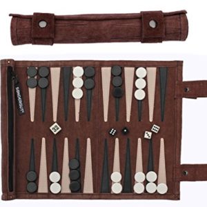 Sondergut Roll-Up Suede Backgammon Game