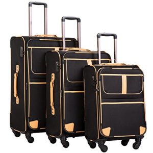 3 Piece Set Suitcase with TSA lock pinner softshell