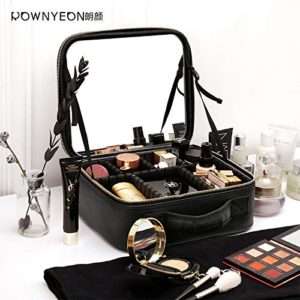 Makeup Train Case with Mirror Portable 10inch Cosmetic Organizer
