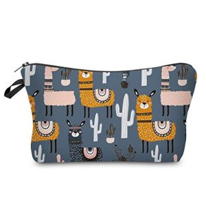 LOOMILOO Small Makeup Bag Brown Llama Cosmetic Bags