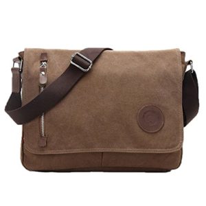 Coffee Unisex Casual Canvas Satchel Messenger Bag