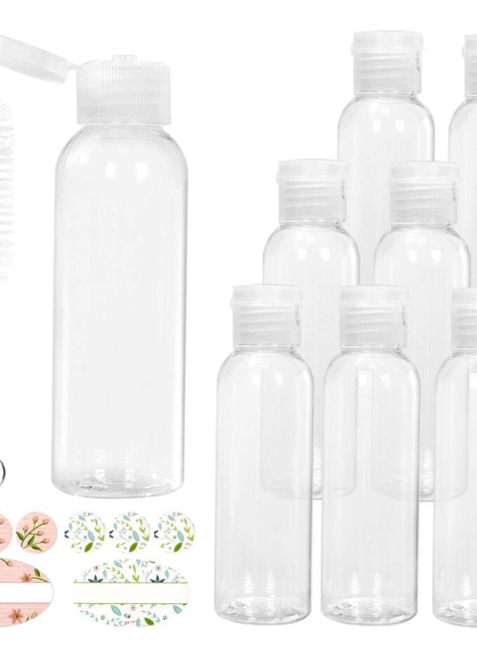 Eathtek 8 Pcs 2oz 60ML Clear Plastic Empty Bottles