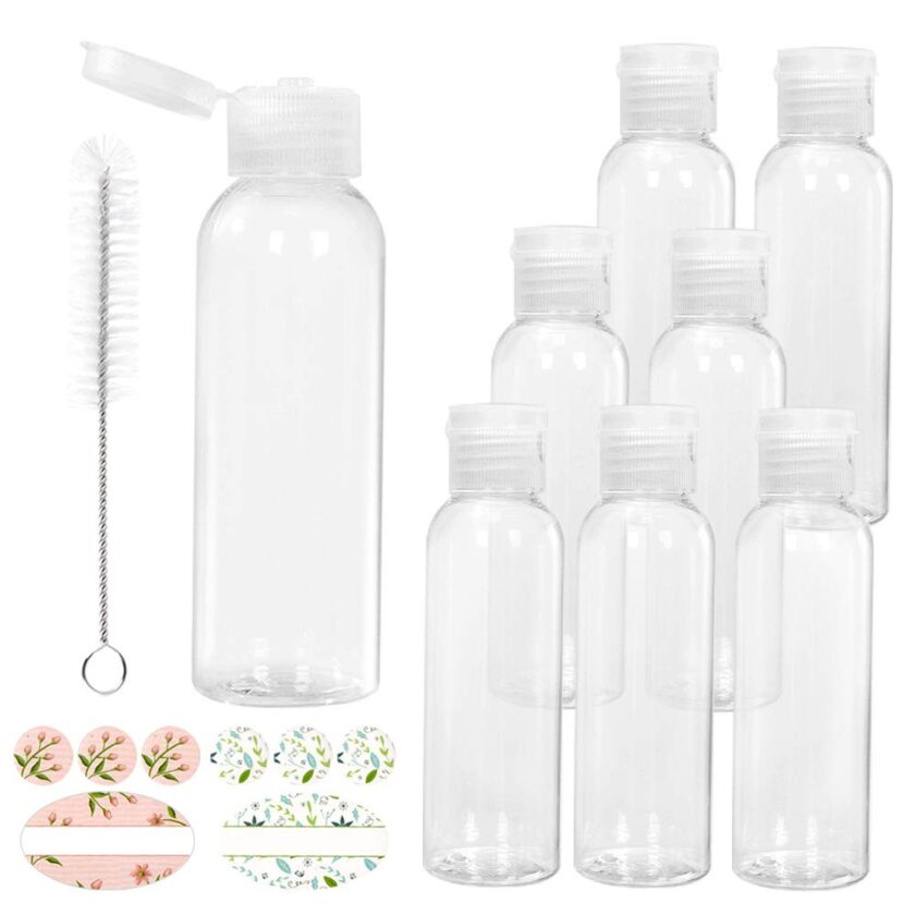 Eathtek 8 Pcs 2oz 60ML Clear Plastic Empty Bottles