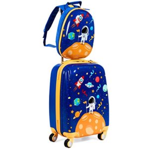 GYMAX 2Pc Kid Carry On Luggage Set, 12" & 18" Kids Suitcase