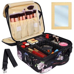 Kootek Travel Makeup Bag 2 Layer Portable Train Cosmetic Case