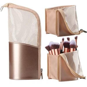 Travel Makeup Brush Bag, Portable Rose Gold Makeup Brush